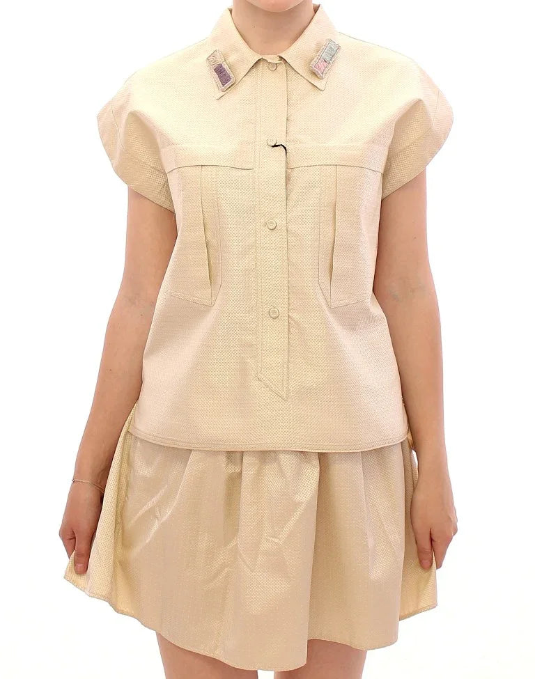Andrea Incontri Beige Sleeveless Blouse Top