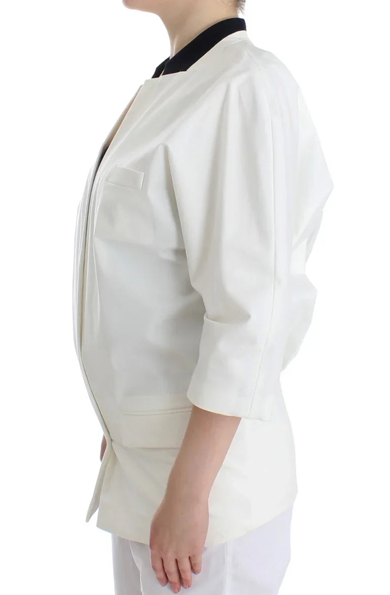 Andrea Pompilio White Cotton Blend Oversized Blazer Jacket