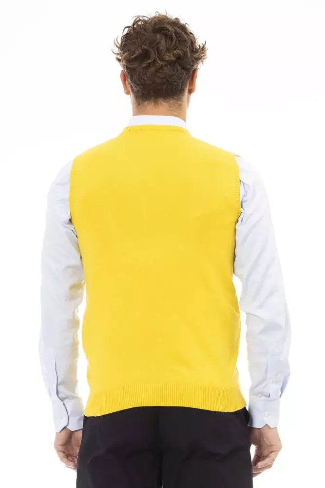 Alpha Studio Yellow Viscose Men Jacket